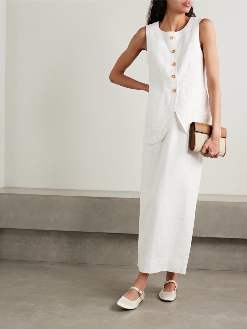 NWT Posse Emma White Linen Button-Front Vest